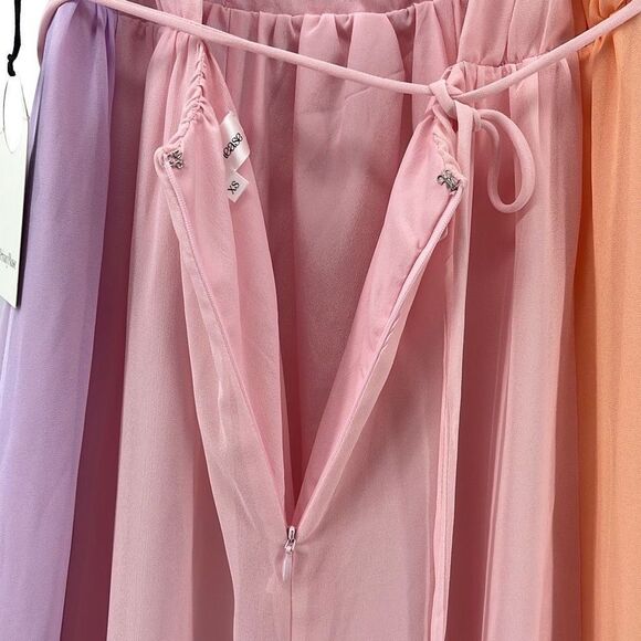 Privacy Please Maxi Dress Ombre Chiffon V‎ Neck Sleeveless Colorblock Gown XS - Picture 8 of 12